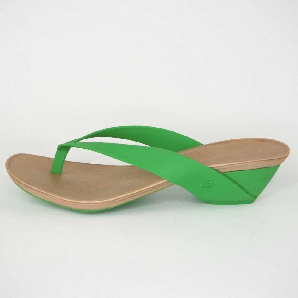 Timberland Flirtatious Thong Women Sandal Green Rubber Comfort Sz 8 - Picture 2 of 11